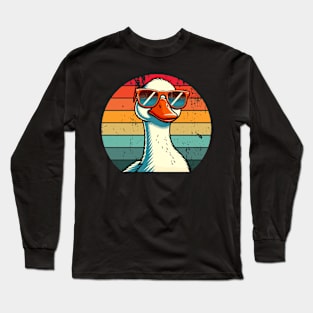 Silly Goose in Sunglasses Pun Meme Pool Funny Goose Long Sleeve T-Shirt